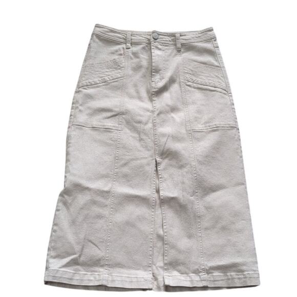 Habitual Dresses & Skirts - HABITUAL Metallic Coated Denim Maxi Skirt – Size 2/26 – Ivory (D244)